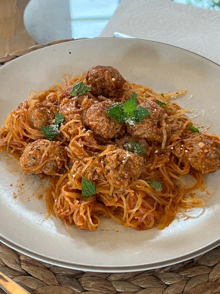 Spaghetti Squash with Vegan Meatballs